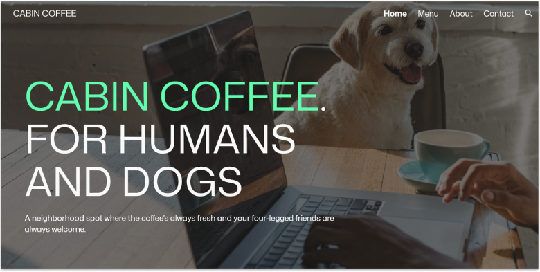 Cabin Coffee Google Sites Template.
