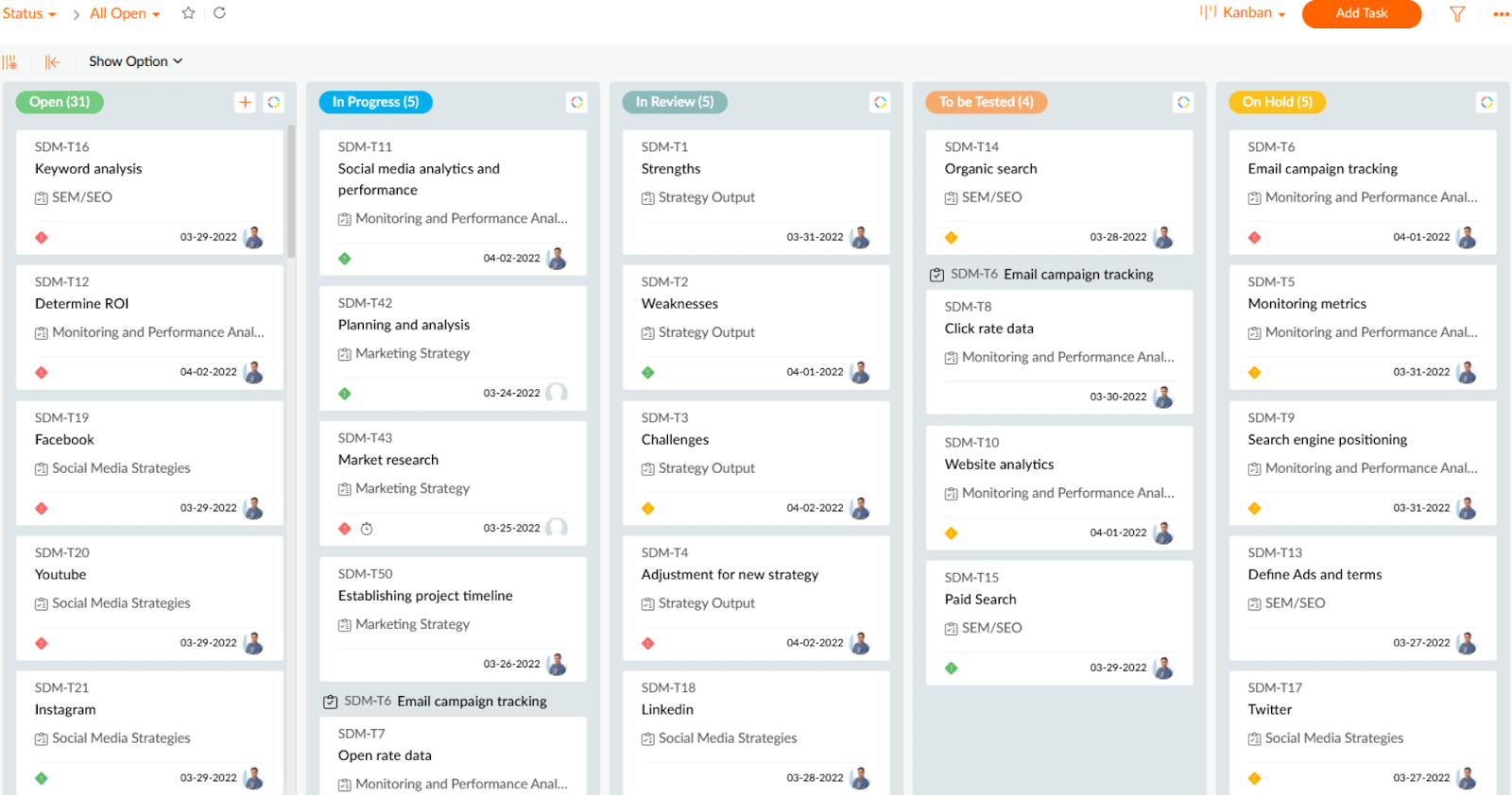 Zoho Projects Tasks View