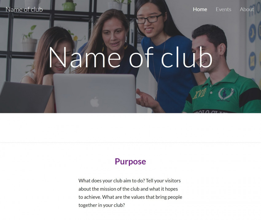 Google Sites Club template