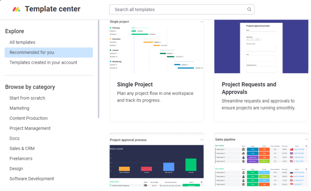 monday.com Project Templates