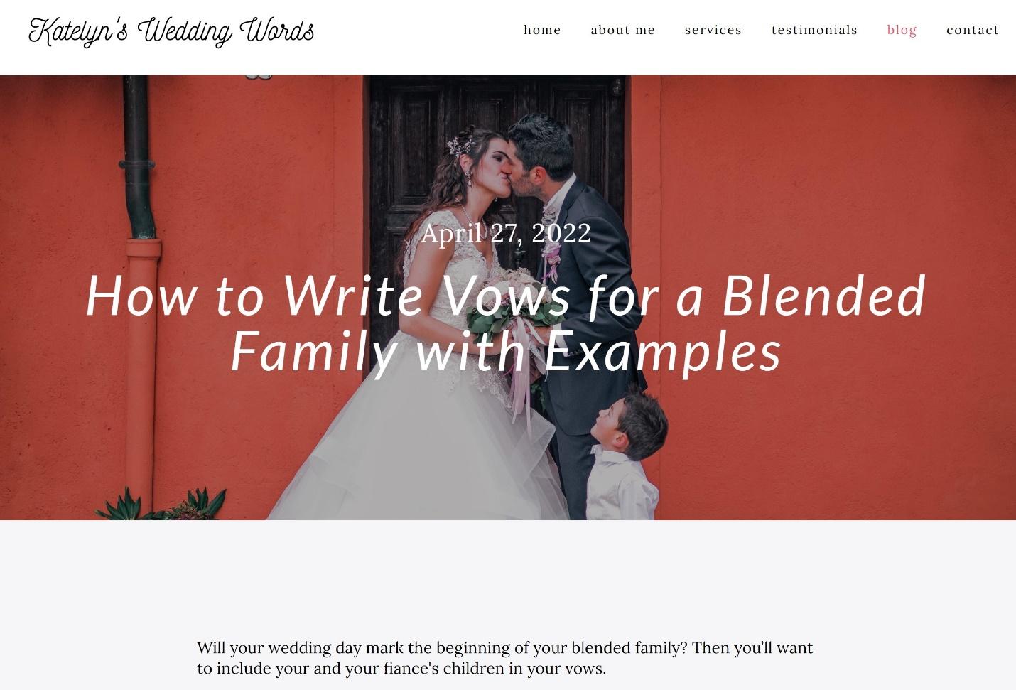 Katelyn's Wedding Words blog post.