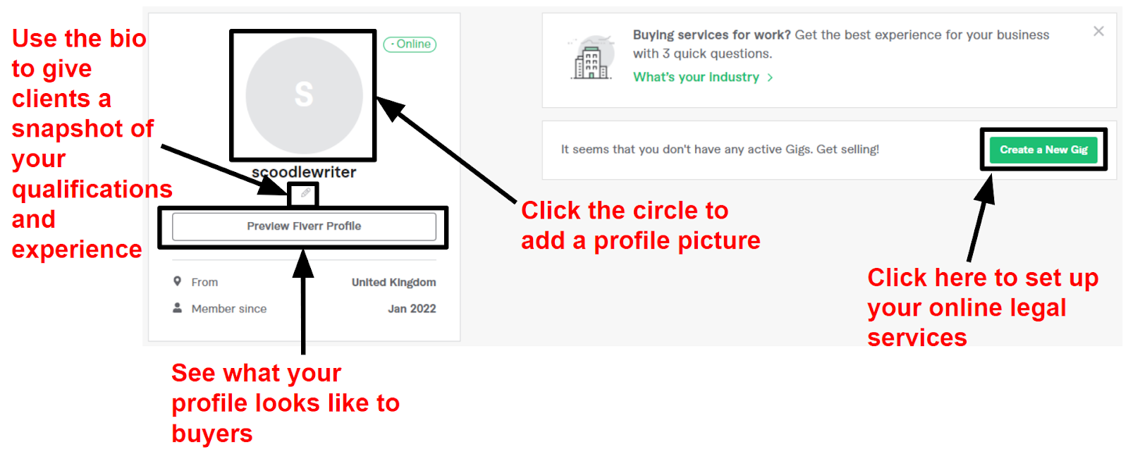 Setting up your Fiverr profile