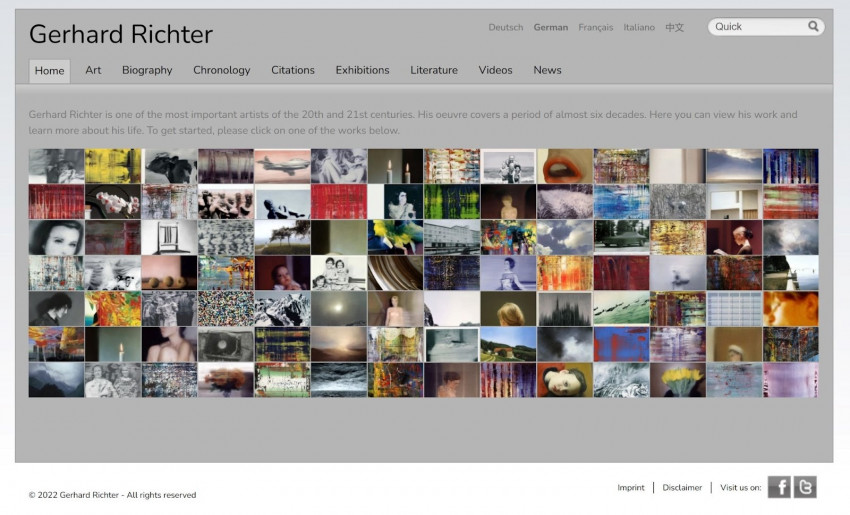 Gerhard Richter website homepage