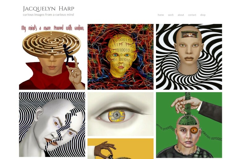 Jacquelyn Harp art portfolio website gallery page.
