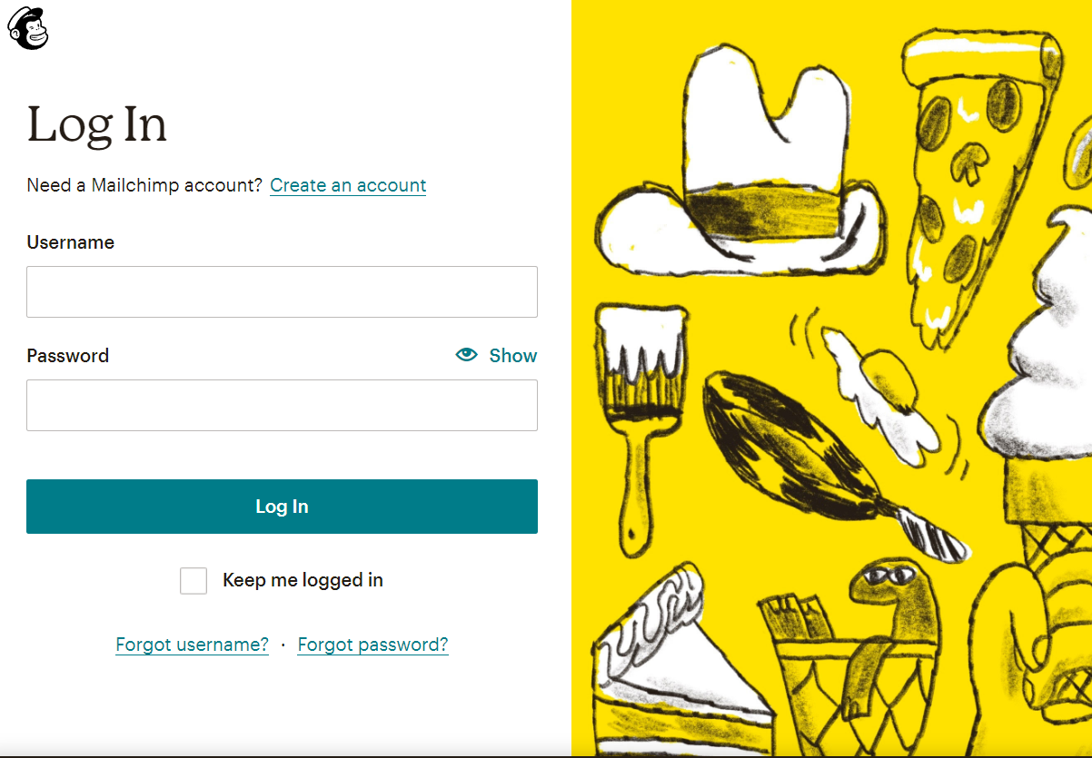 Mailchimp login page