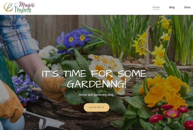 It's Magic Thyme gardening blog homepage.