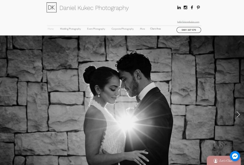 Page d’accueil du site de Daniel Kukec Photography.