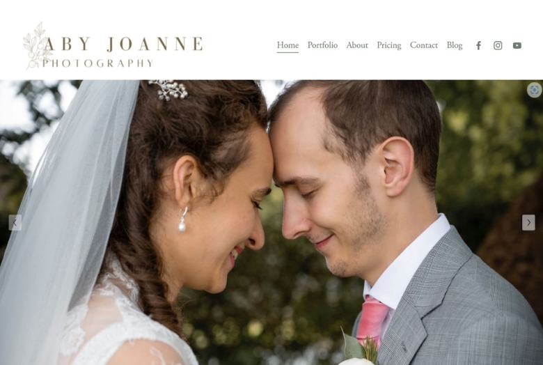 Aby Joanne Photography homepage.