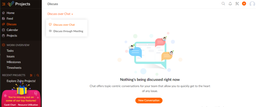 Zoho Projects Communication Options