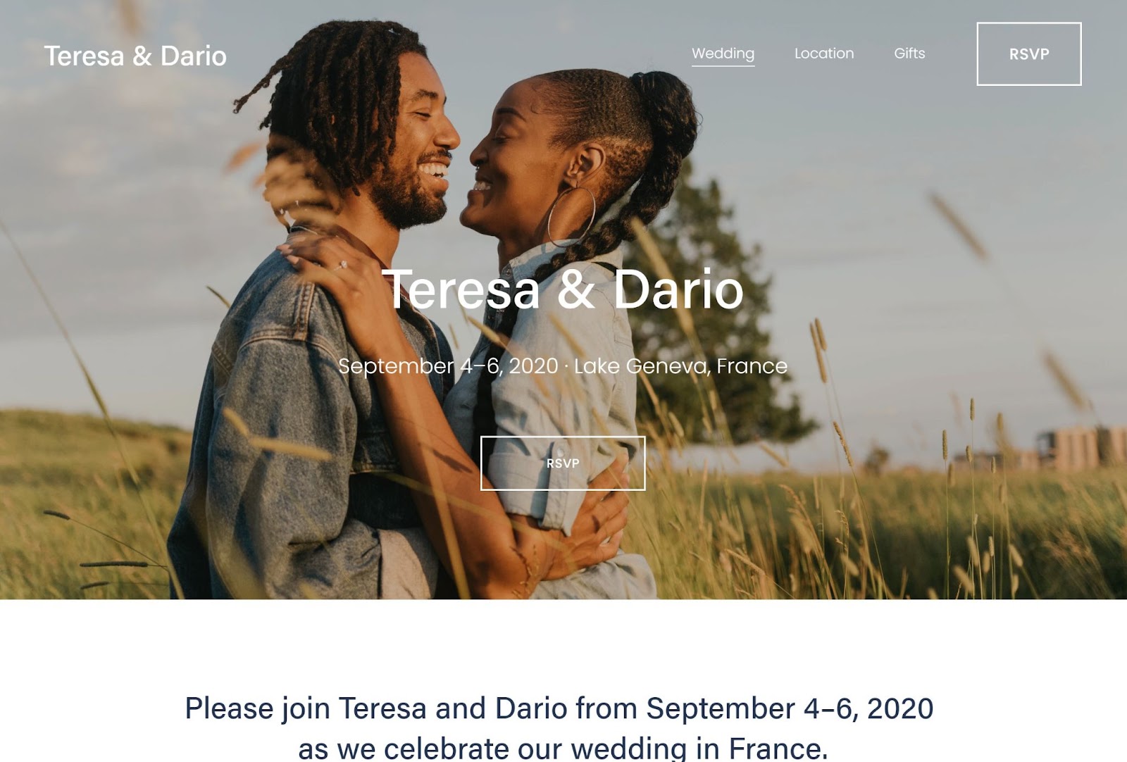 Squarespace Teresa & Dario wedding template