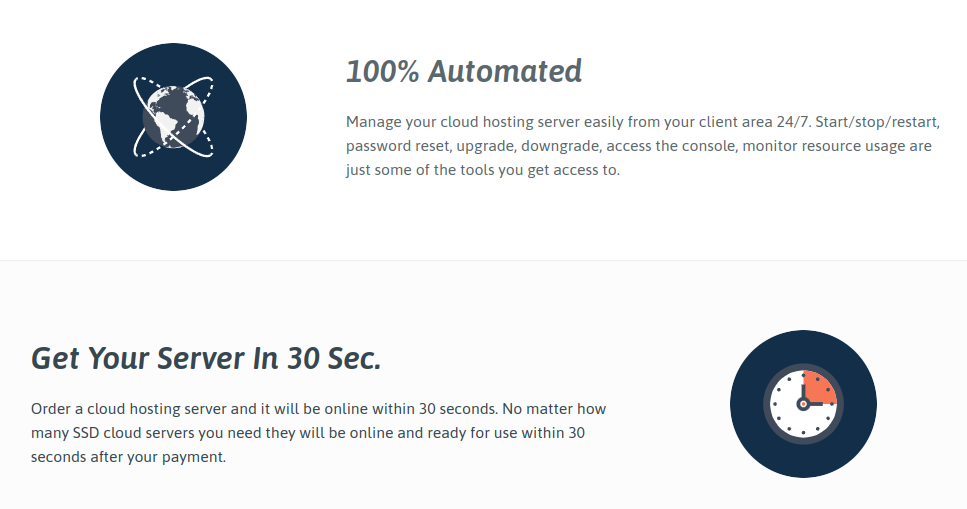 Scala Hosting's servers are 100% automated and new ones can be launched in 30 seconds