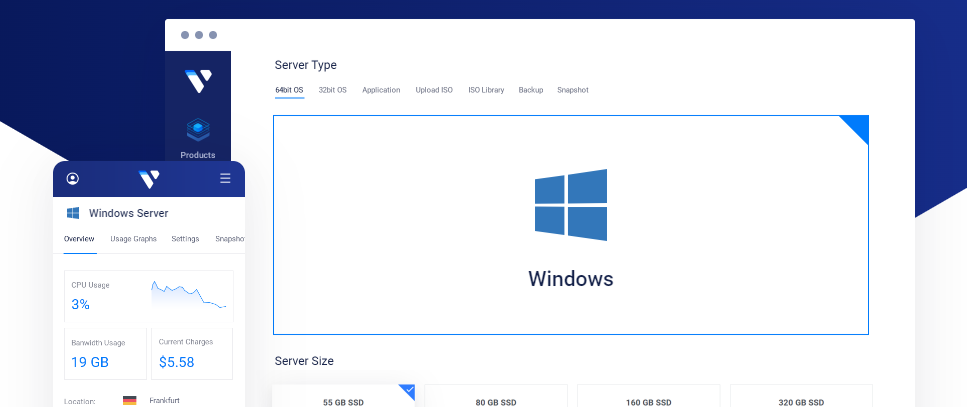 Vultr allows you to install many different versions of Windows Server