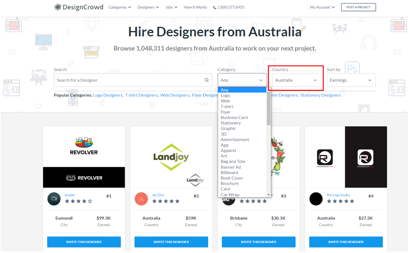 DesignCrowd search engine