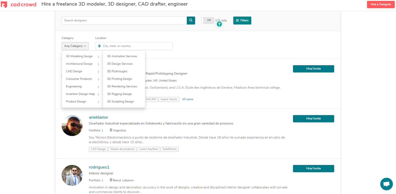 Cad Crowd designer search