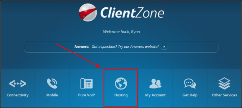 Afrihost ClientZone home page