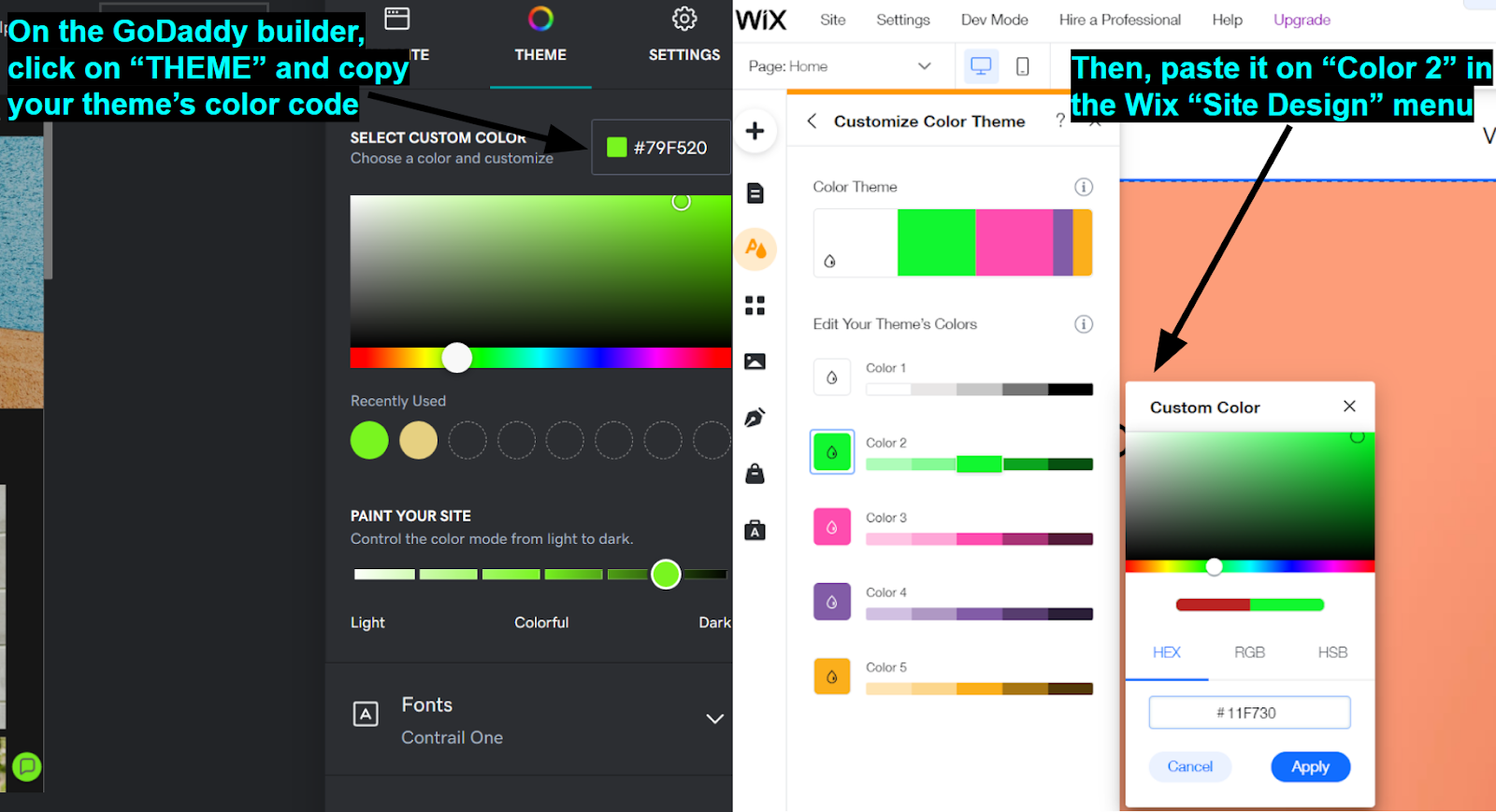 wix color pallete