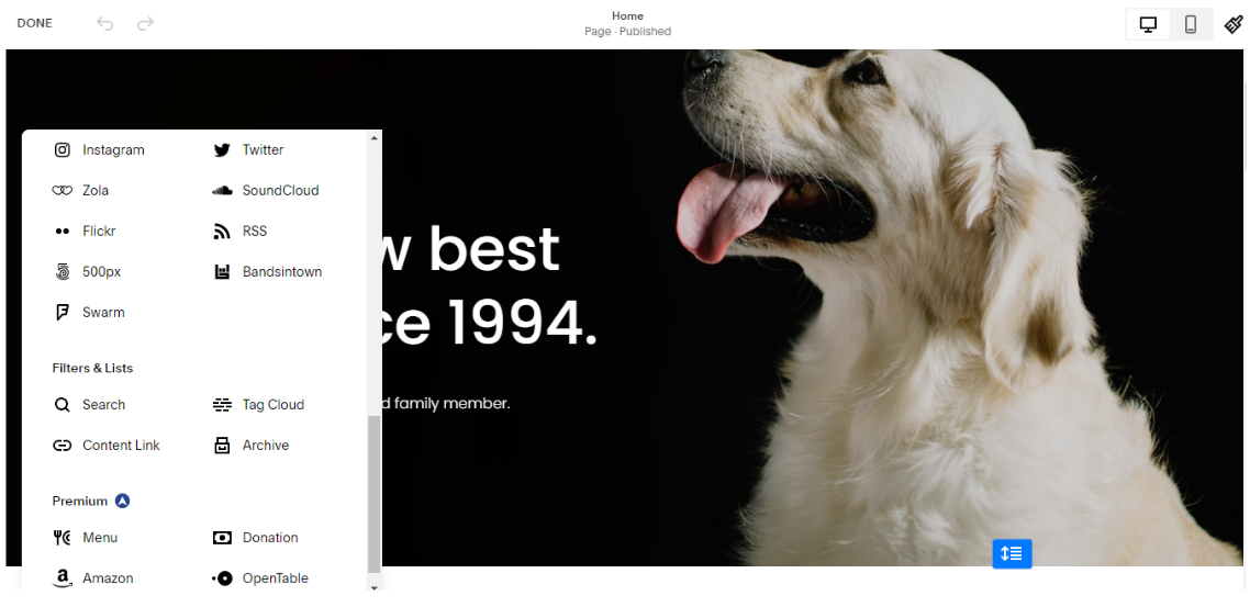 Squarespace's Interface