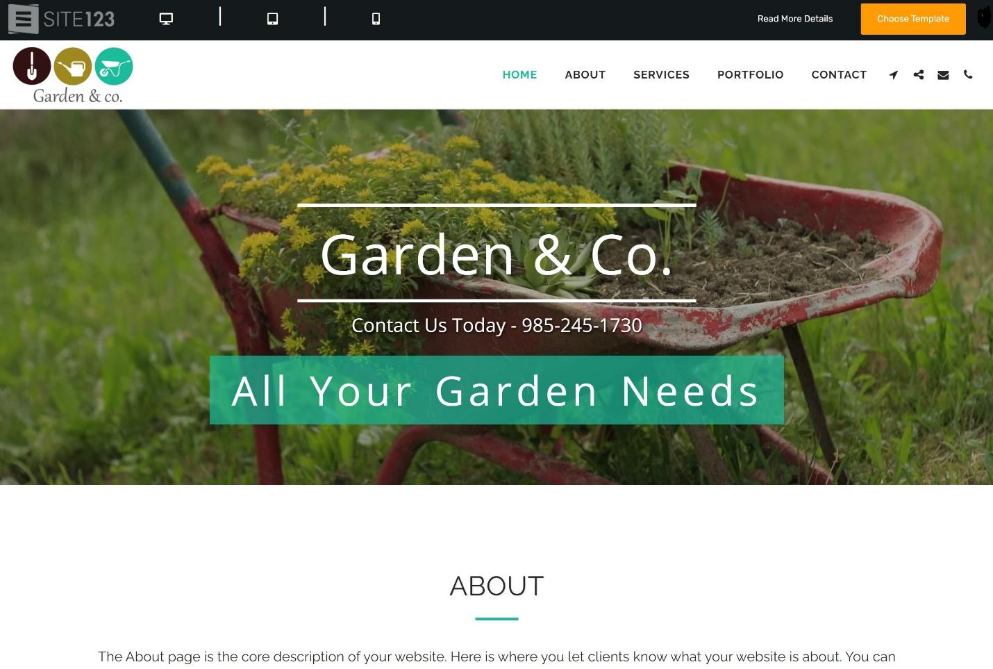 SITE123 Garden & Co. template.