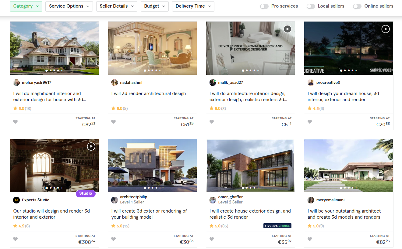 3D rendering designs on Fiverr