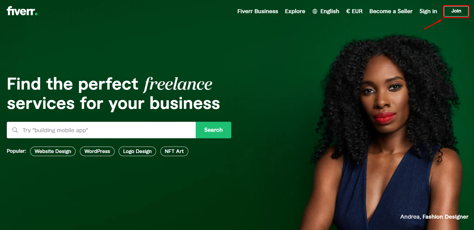 Fiverr homepage