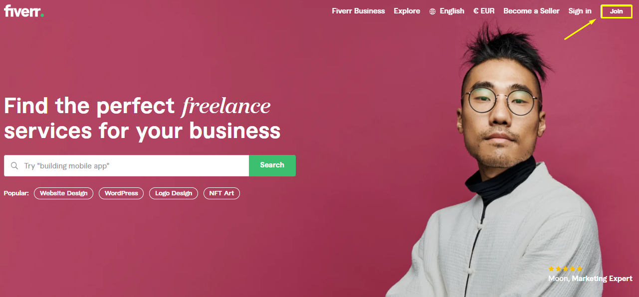 Fiverr homepage