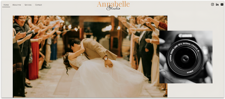 IONOS's wedding photography template, showing an image of a couple dancing.