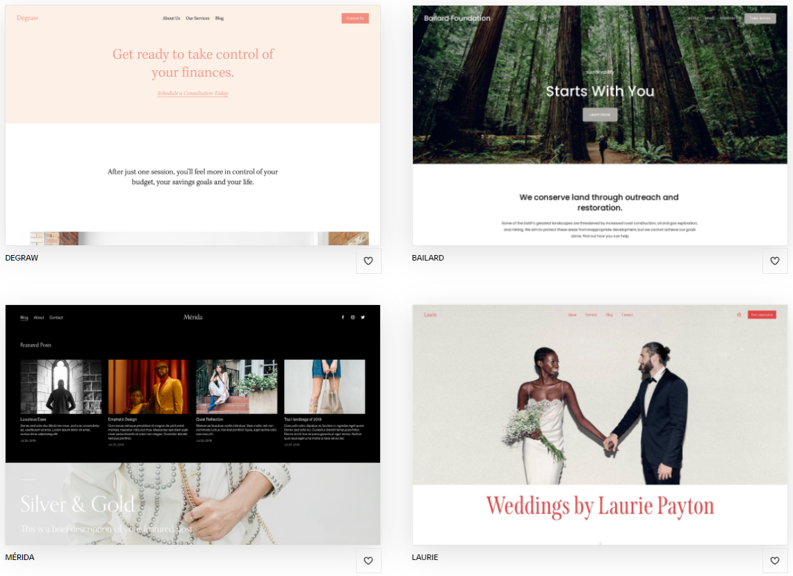 Squarespace template library