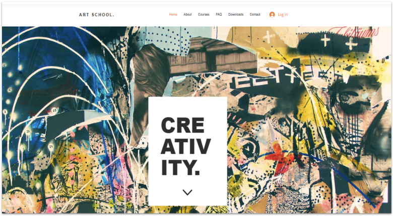 Wix Art School template homepage.