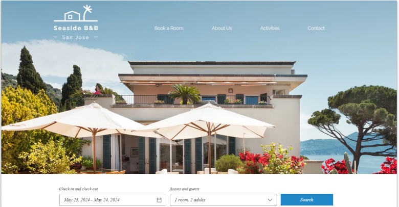 A vacation rental template from Wix