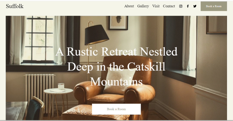 A vacation rental template from Squarespace