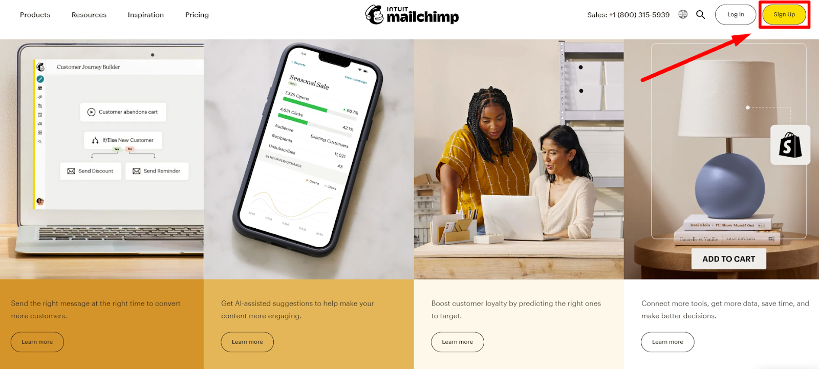 Mailchimp homepage