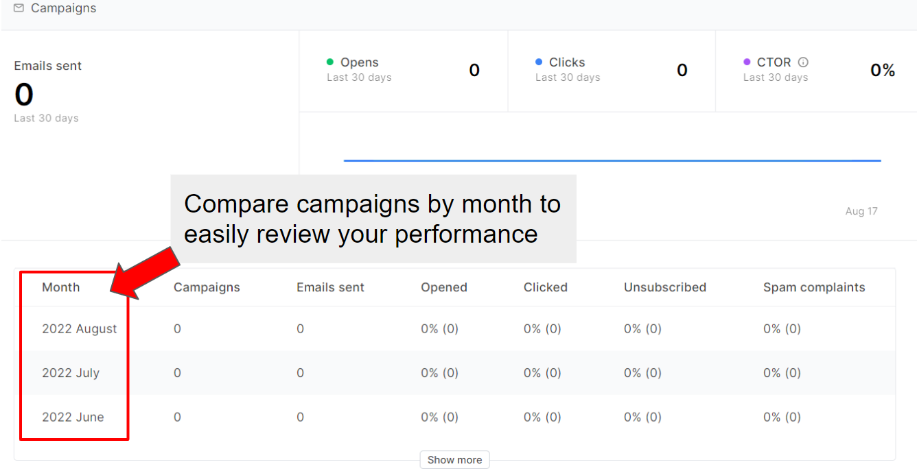 MailerLite reports and analytics section
