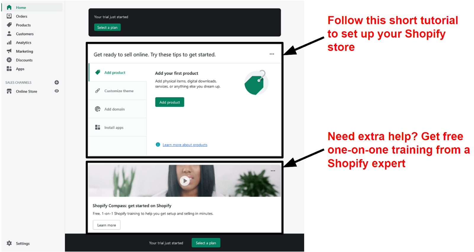 Shopify's dashboard starter guide