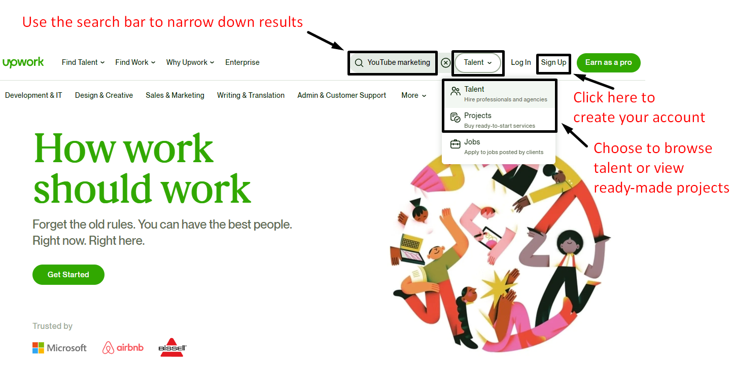 Upwork homepage