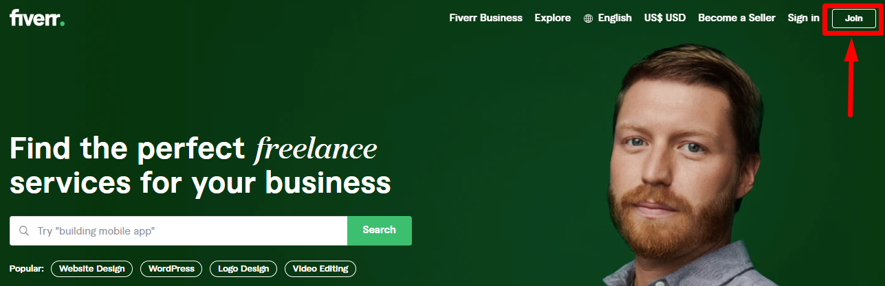 Fiverr homepage