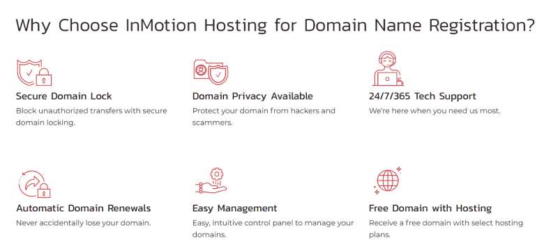InMotion Hosting's domain-related features