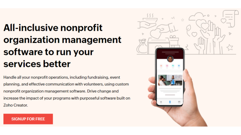 Zoho Projects' page for non-profits