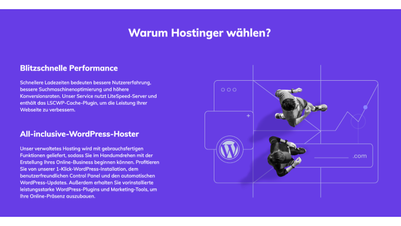 Feature list for Hostinger's WordPress agency hosting
