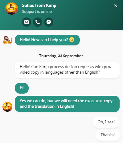 Kimp Chat Support