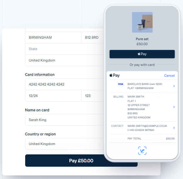 Stripe's e-commerce checkout page