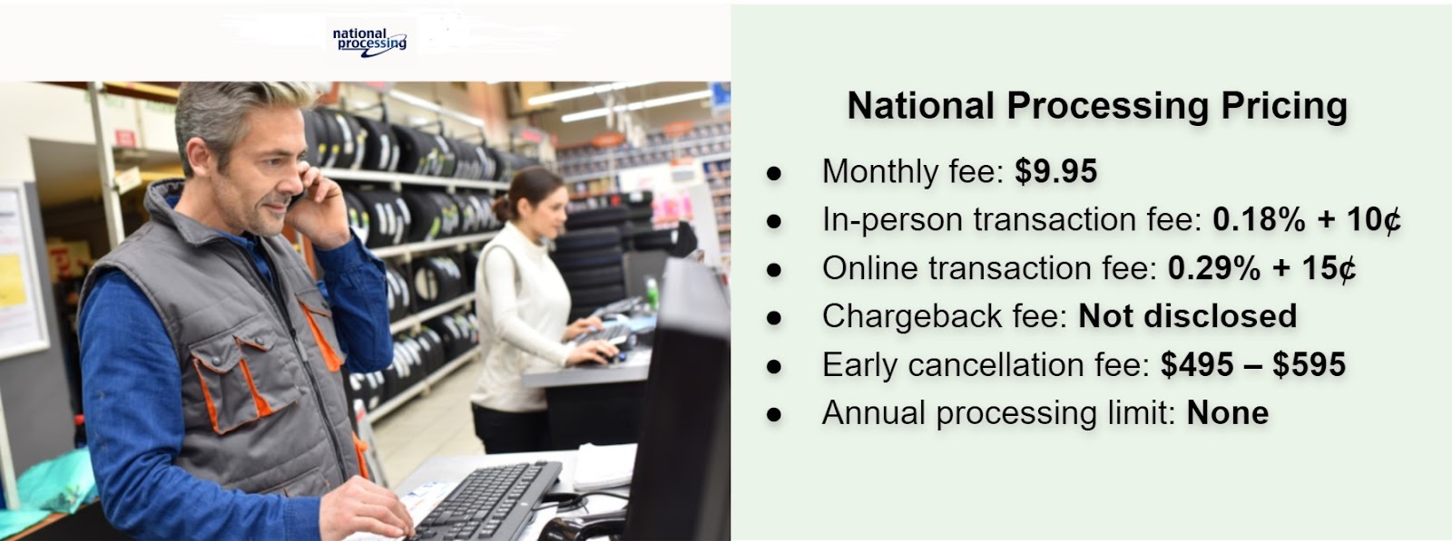 National Processing plan pricing and fees.