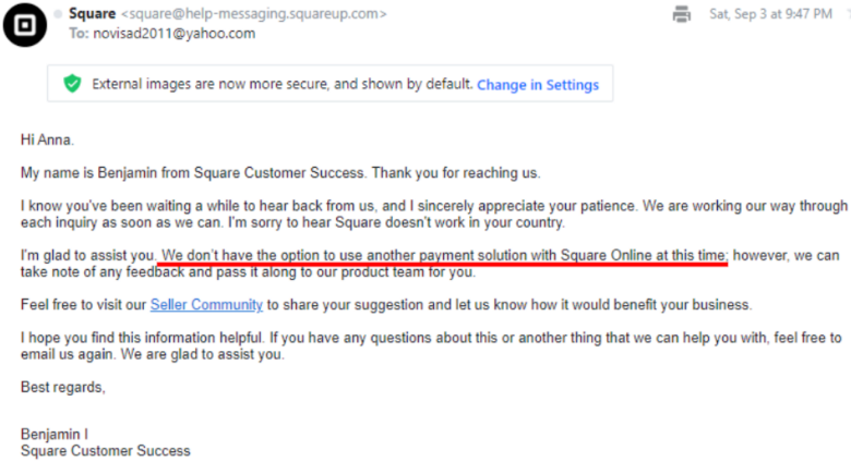 Square Online Email Support