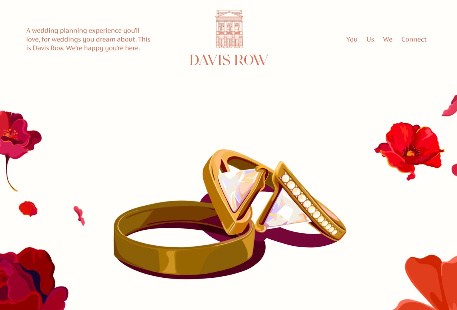 La pagina You (Tu) sul sito web dell’agenzia di wedding planner Davis Row..