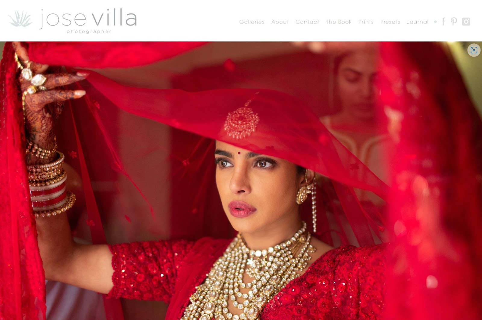 Jose Villa photography homepage.
