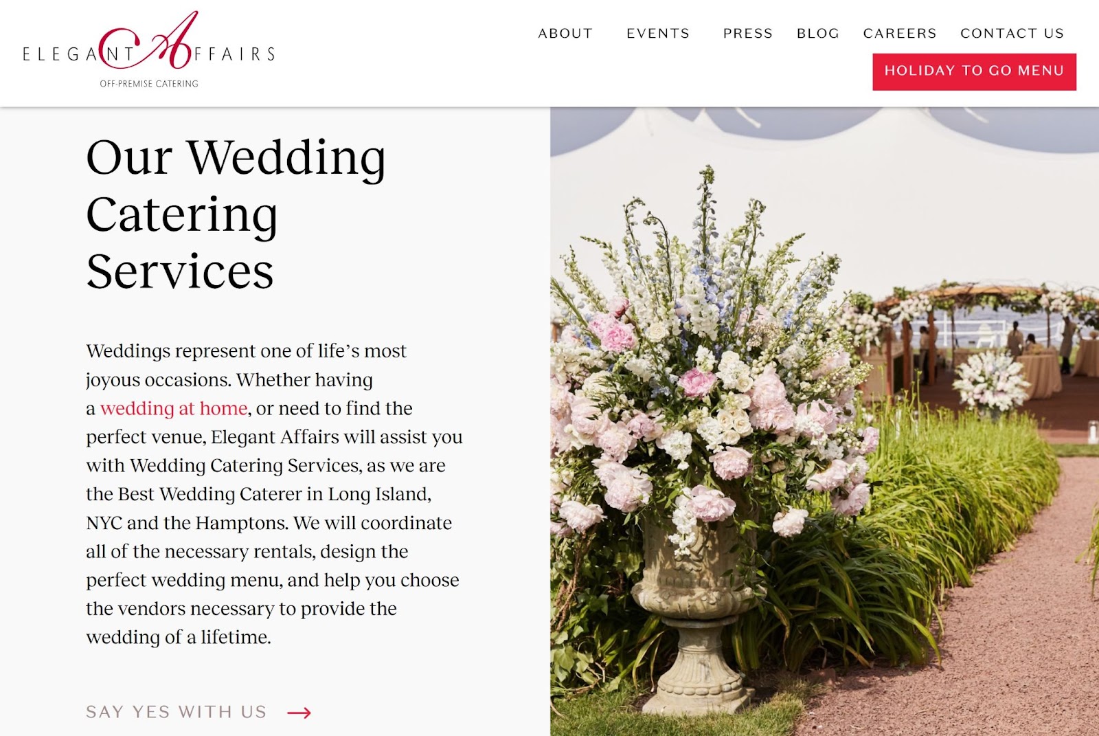 Elegant Affairs Events weddings page