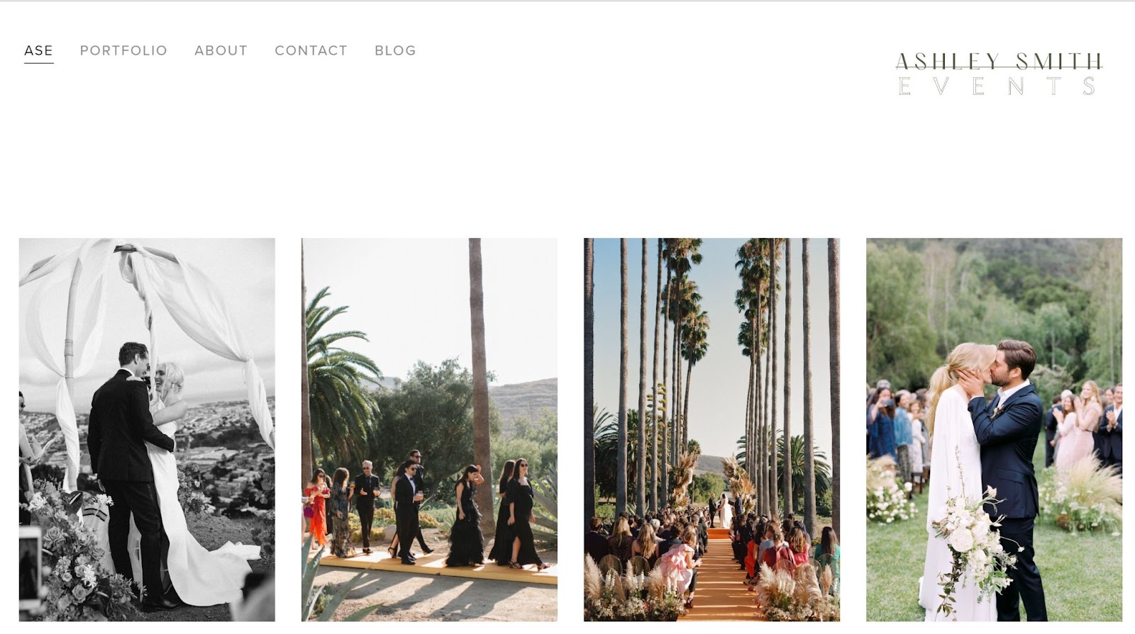 La galleria fotografica della home page di Ashley Smith Events.