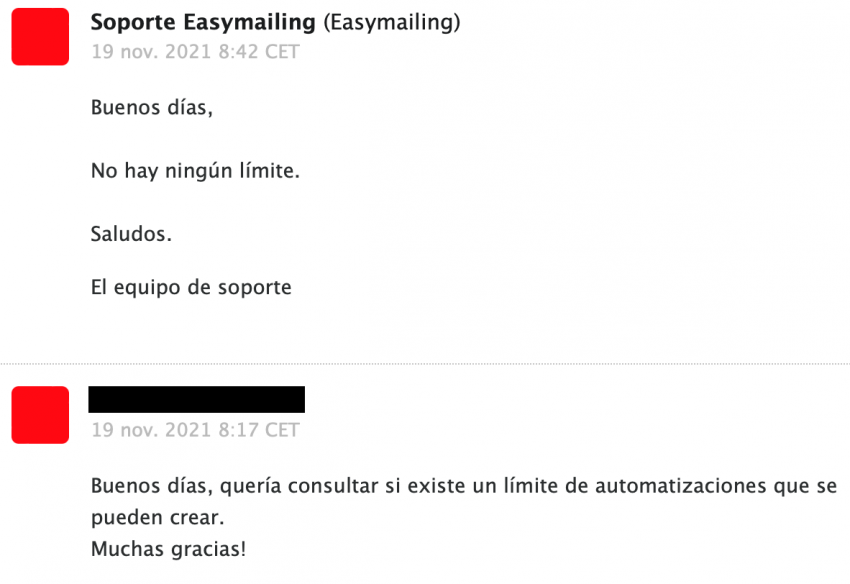 Easymailing soporte email correo