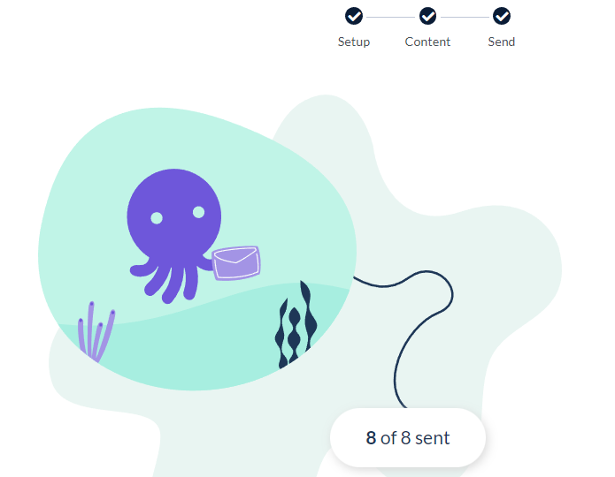 EmailOctopus' "email sent" landing page