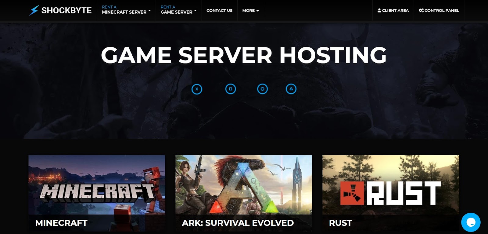 ShockByte game server landing page.