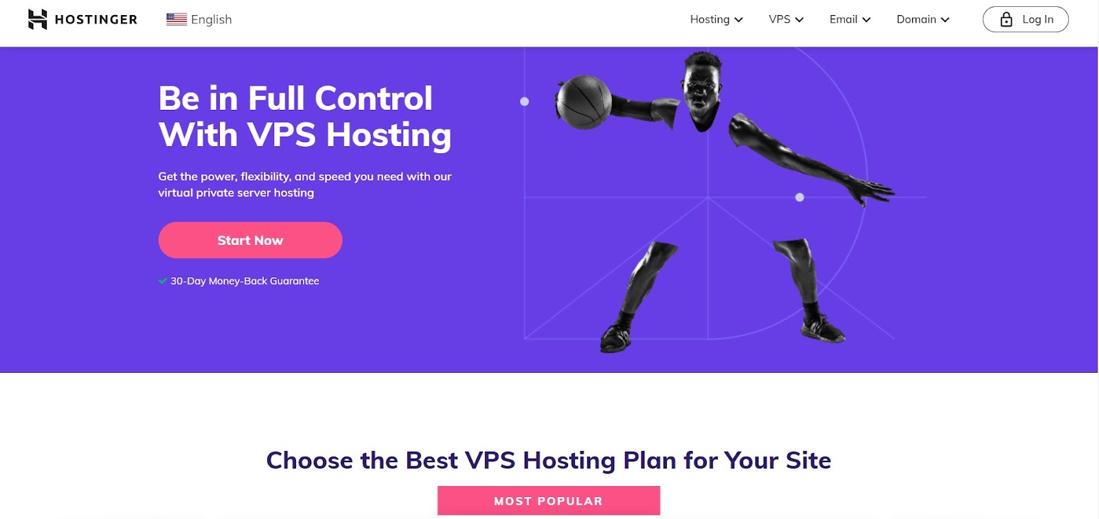 Hostinger VPS hosting landing page.